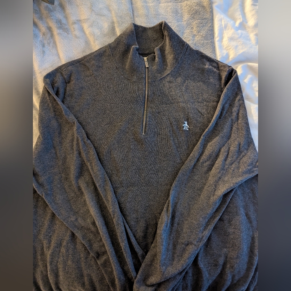 Original Penguin Charcoal Zip-Up Sweater